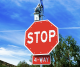 30" Solar Powered Flashing LED Octagon Stop Sign